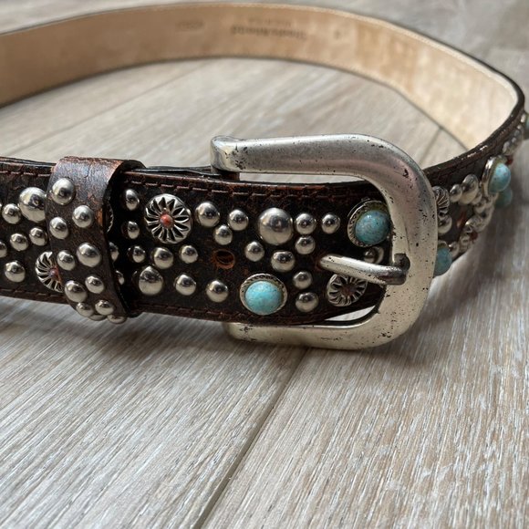 Streets Ahead Accessories - Streets Ahead Brown Studded Western Leather Belt Size Medium